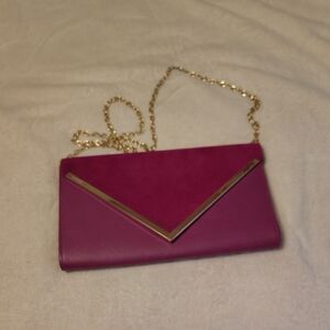 Aldo Fuchsia Clutch with Gold Accents